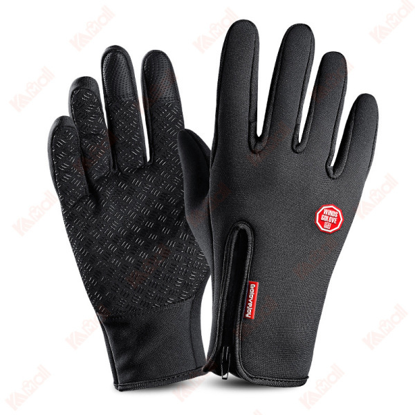black fleece warm touch screen ski gloves
